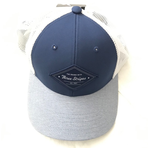 NWT Adidas Baseball Cap Mesh Back Hat Dark Navy Blue Grey White Athletic Unisex - Picture 2 of 15